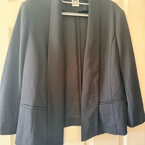 Anne Klein Black Open-Front Shawl Collar Blazer